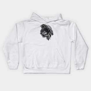 Rose with the United States Flag - Black & White Kids Hoodie